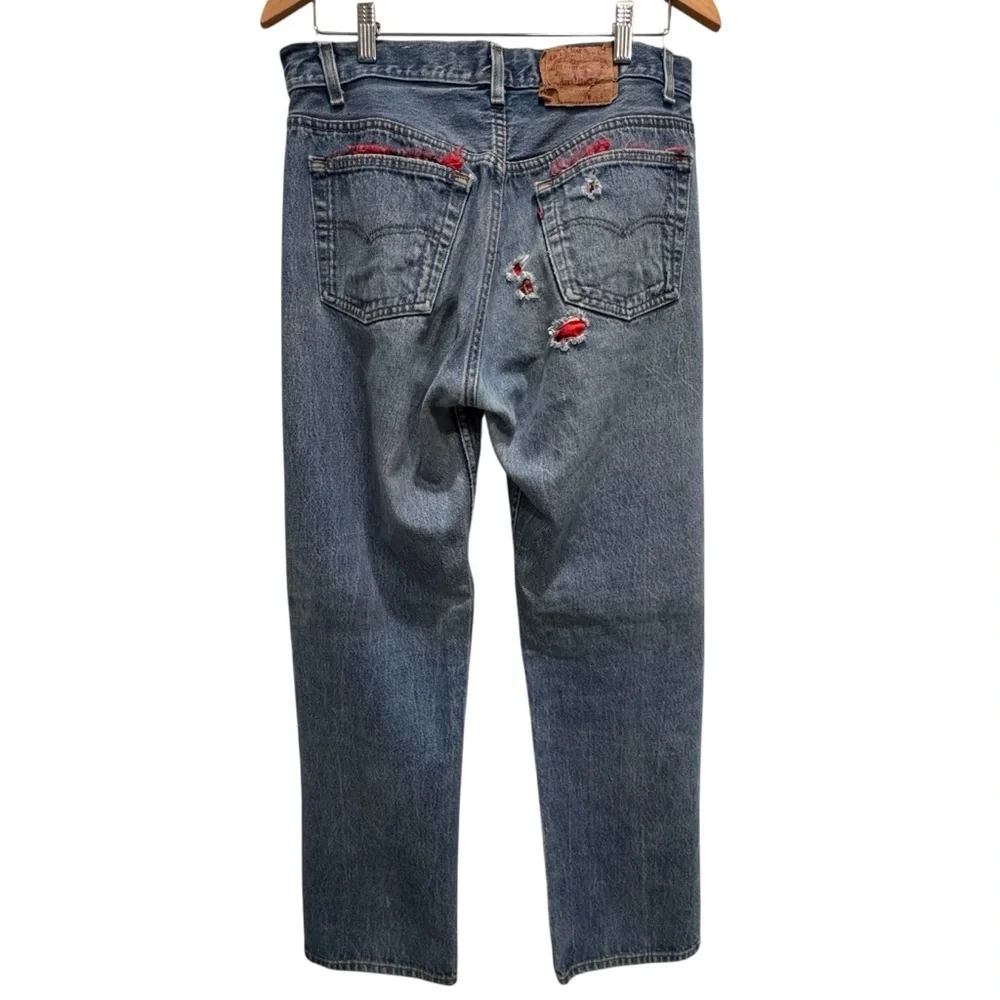 1980s-1990s VTG Levi's 501 Men’s  Jeans Distressed Finish W/ Repaired Rips